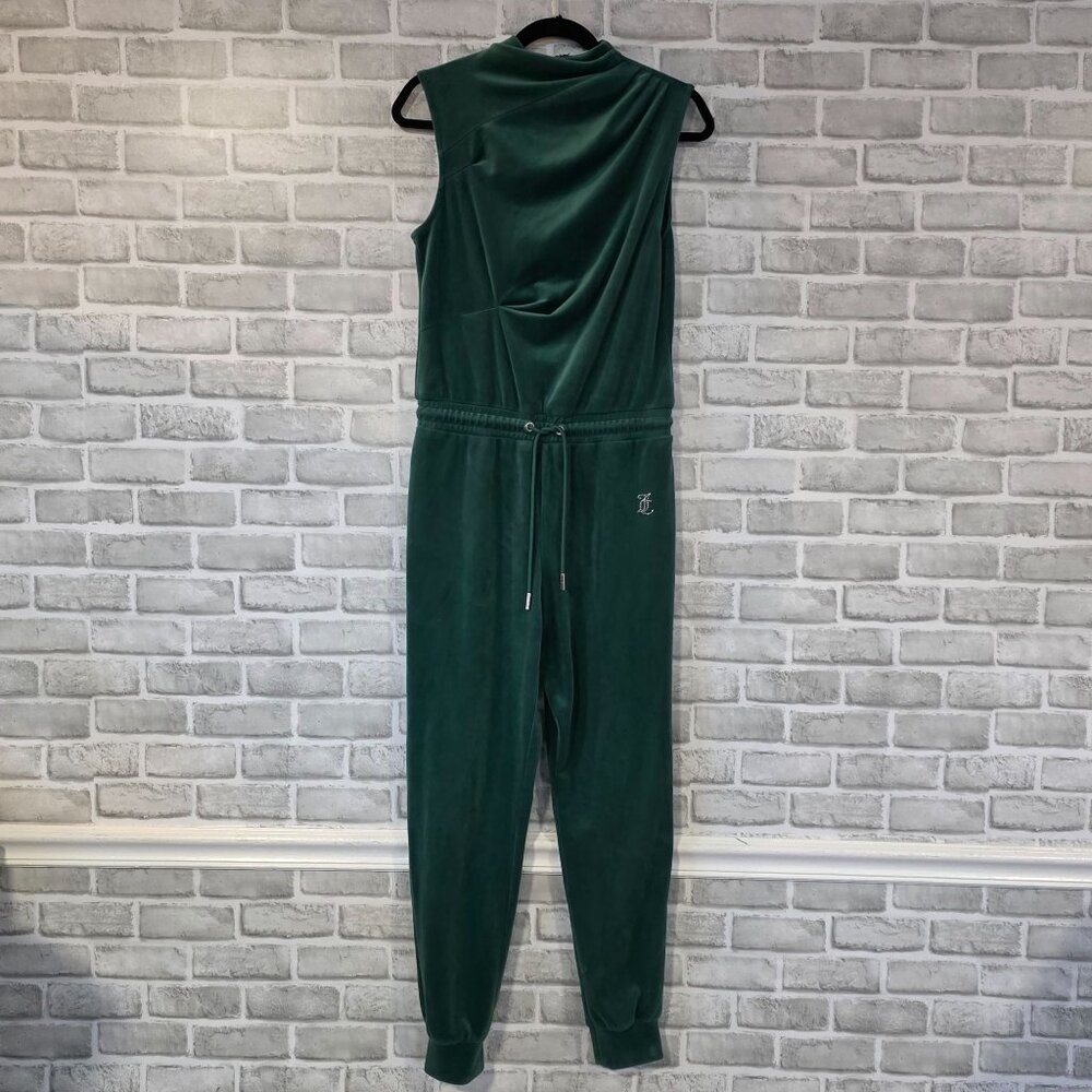 JUICY COUTURE Sleeveless Velour Jumpsuit Jade Green Small Casual Loungewear